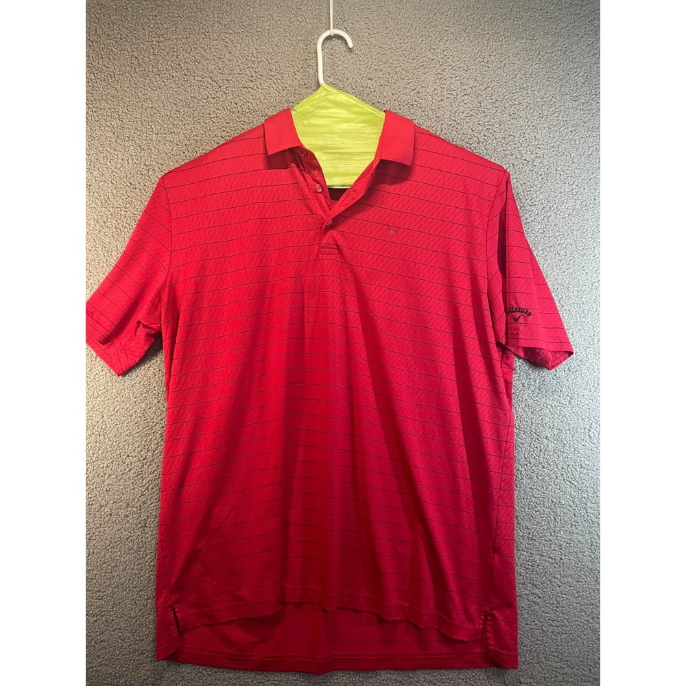 Callaway Opti-Dri Mens Red with Blue Pin Stripe Polo, Mens‎ XXL